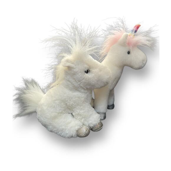 Douglas Unicorn Plush Elodie White & Senna Rainbow Nursery Decor 9” Lot of 2 - Picture 5 of 15